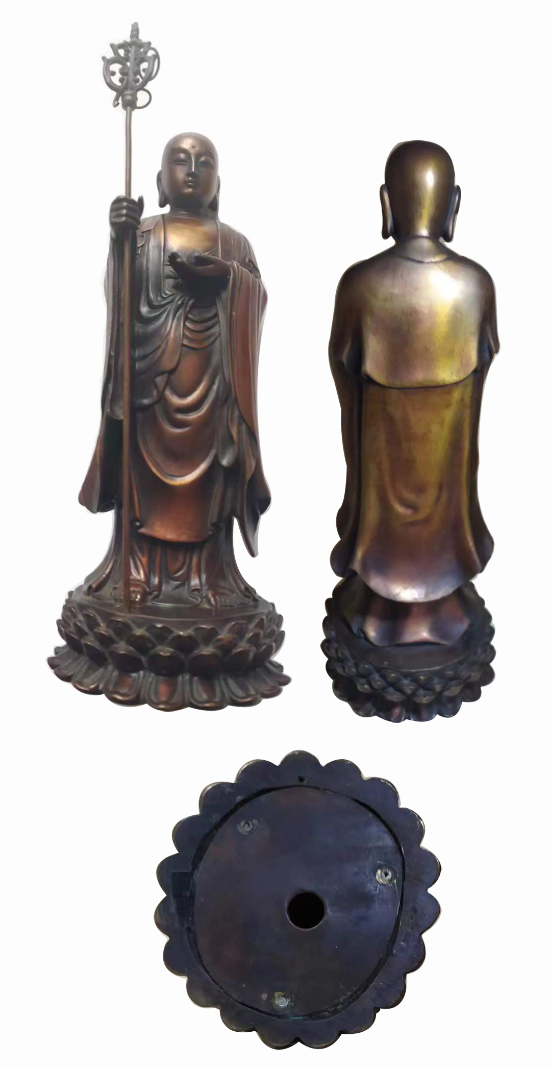 铜鎏金地藏王佛像